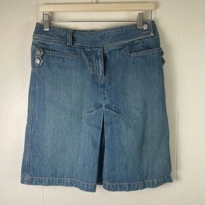 The‎ Limited Denim Jean Skirt Women's Blue A-Line Front Slit Vintage
